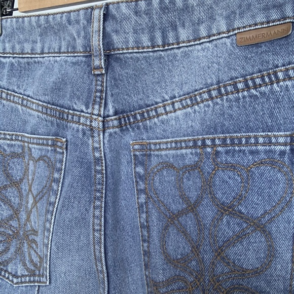 Zimmermann Kaleidoscope Embroidered Vintage Blue High Waist Flared Jeans Size 29 - Picture 7 of 8